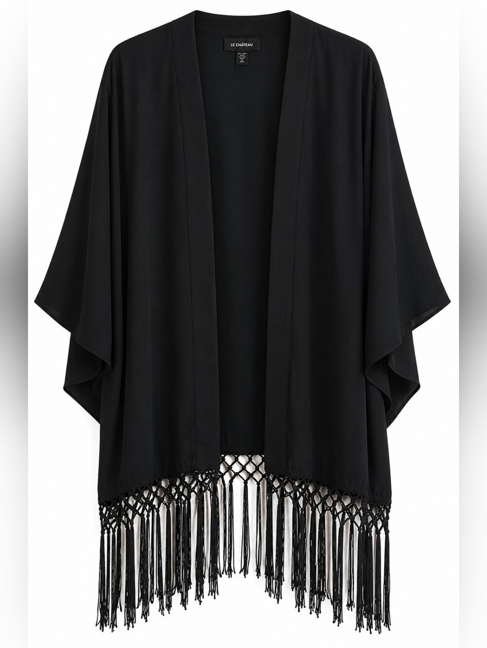 Le Chateau Black Kimono with Fringe L